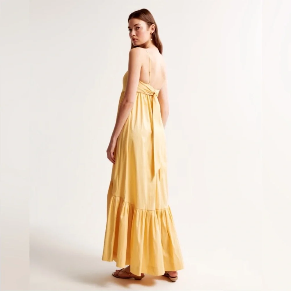 Abercrombie & Fitch Yellow Drama Bow-Back Taffeta Dress - Size Small - NWOT